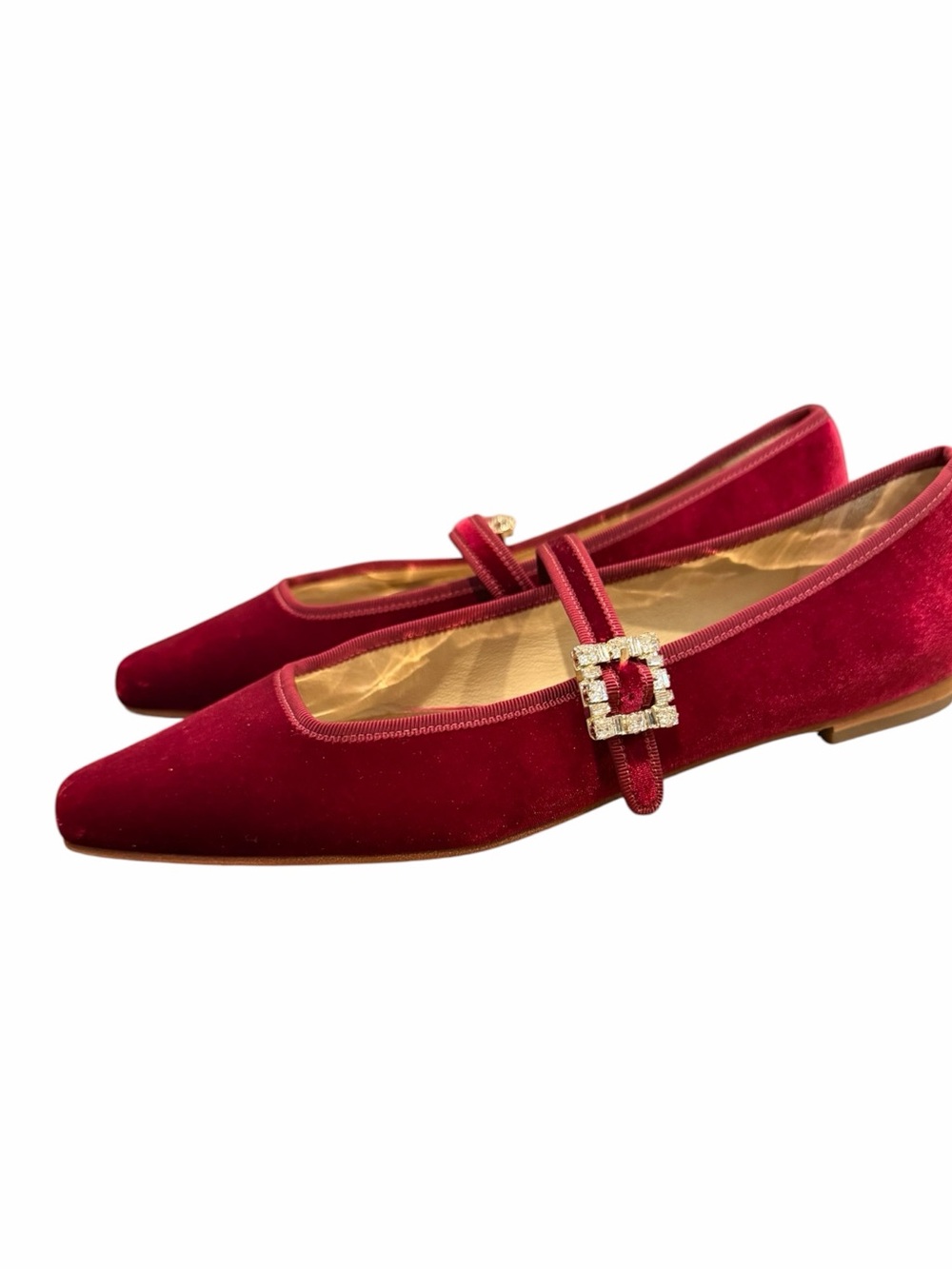 Badgley Mischka Ruby Velvet Mary Jane Flats with Crystal Buckle